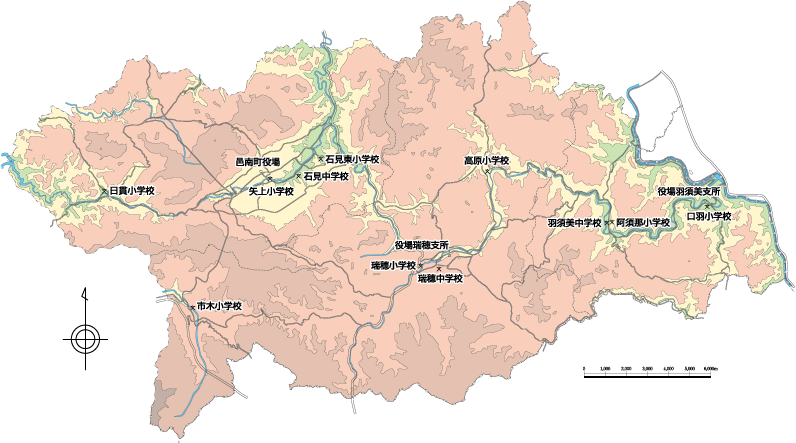 邑南町立小中学校位置図