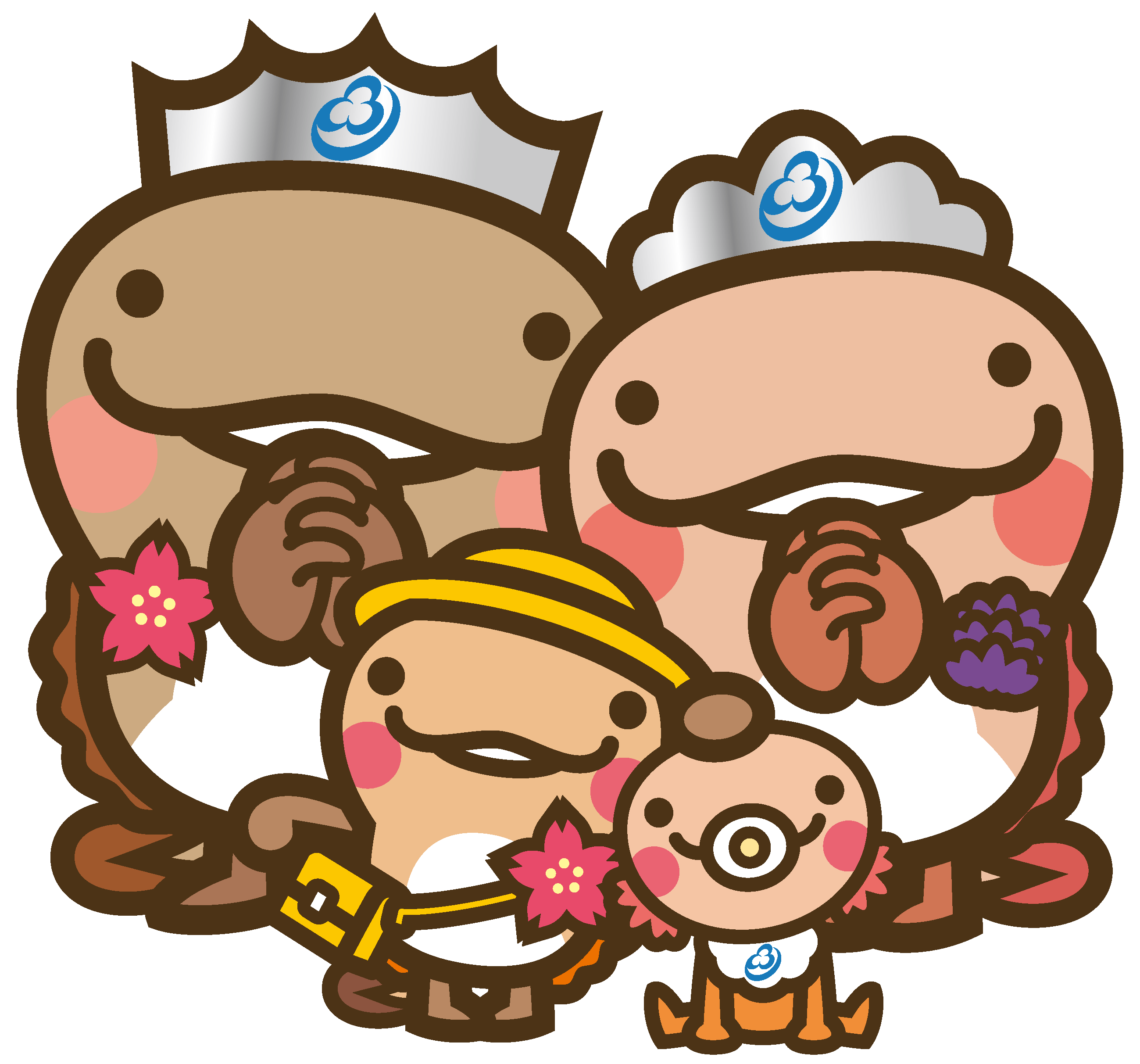 親子(お座り)黄色帽