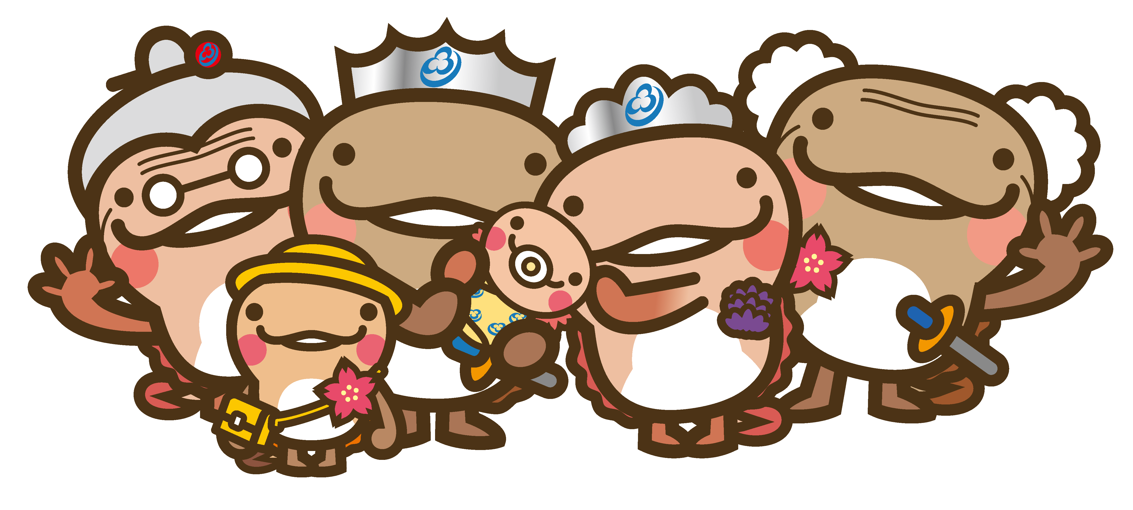 6人家族(抱っこ)黄色帽