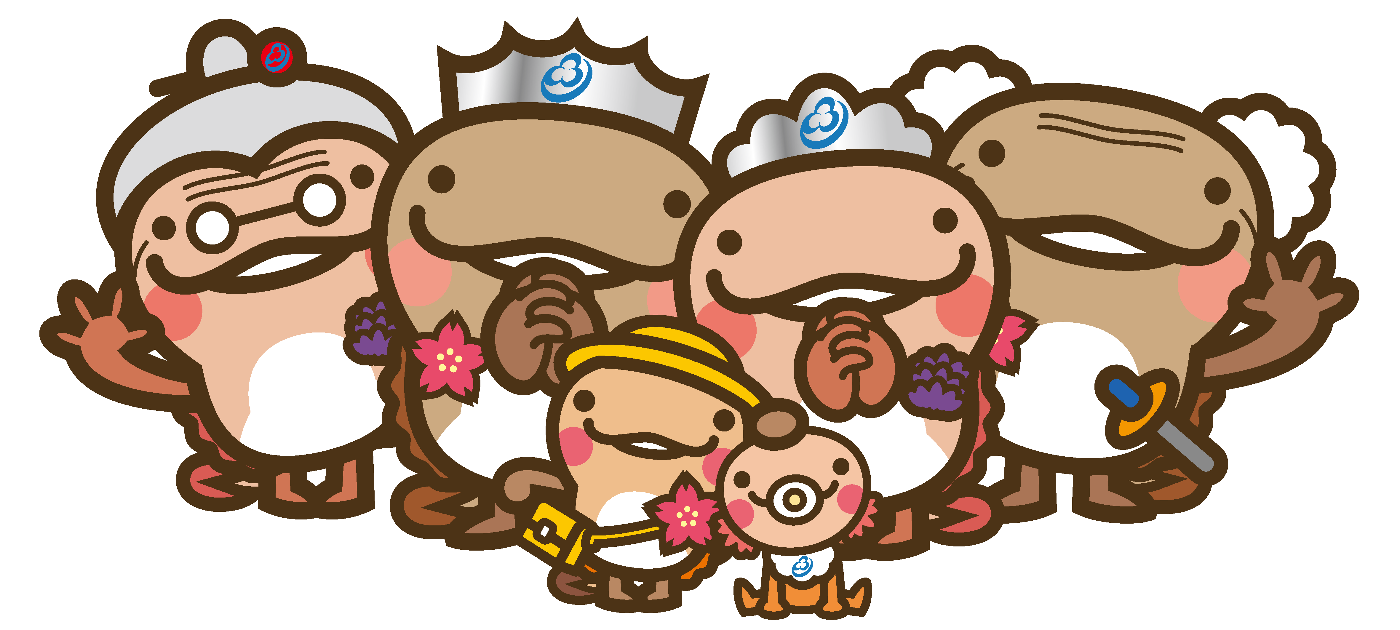 6人家族(お座り)黄色帽