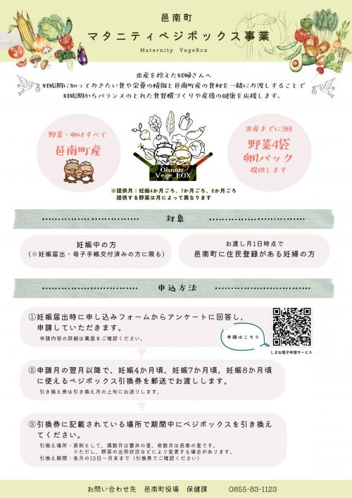 邑南町マタニティベジボックスのチラシ