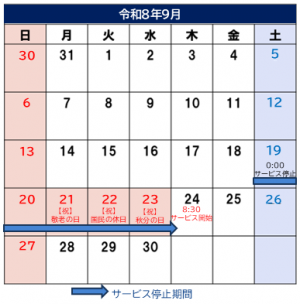 サービス停止期間