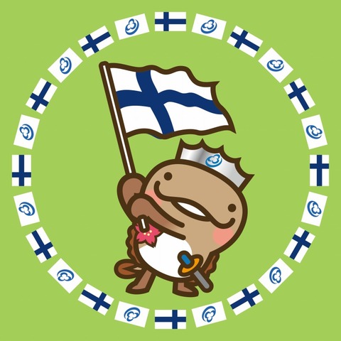 フィンランドの国旗を持っている
